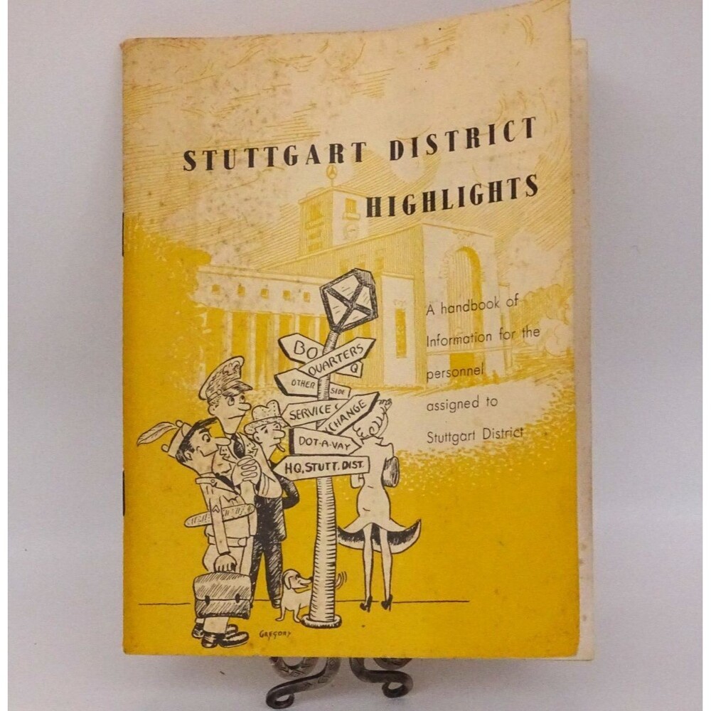 1954 Stuttgart District Highlights US Army Military Handbook Guide Map Post WWII